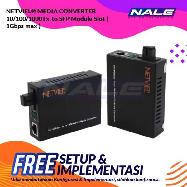 NETVIEL® MEDIA CONVERTER 10/100/1000Tx to SFP Module Slot ( 1Gbps max )